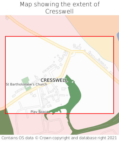 Map showing extent of Cresswell as bounding box