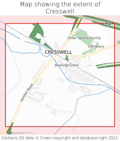 Map showing extent of Cresswell as bounding box