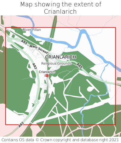 Map showing extent of Crianlarich as bounding box