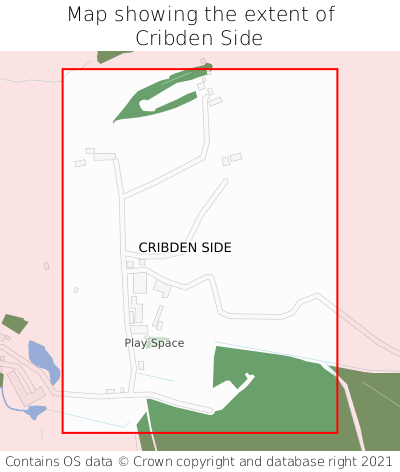 Map showing extent of Cribden Side as bounding box