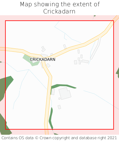 Map showing extent of Crickadarn as bounding box