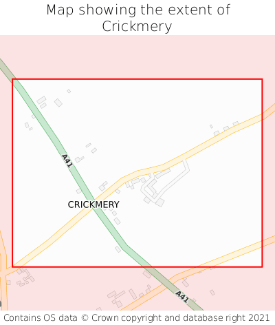 Map showing extent of Crickmery as bounding box