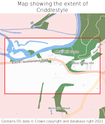 Map showing extent of Criddlestyle as bounding box