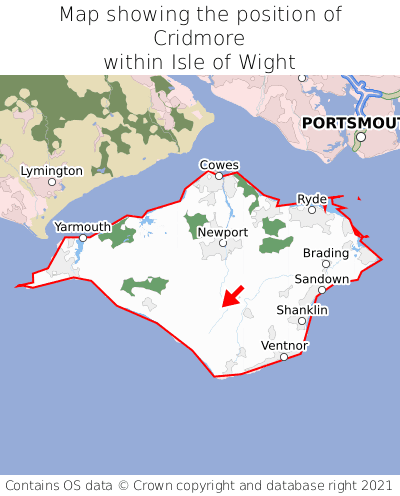 Map showing location of Cridmore within Isle of Wight