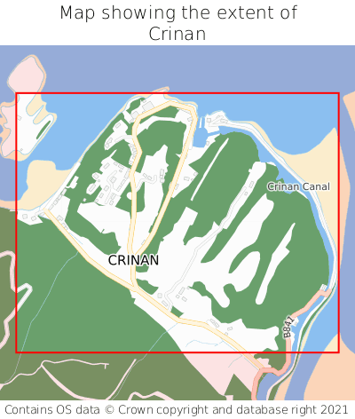 Map showing extent of Crinan as bounding box