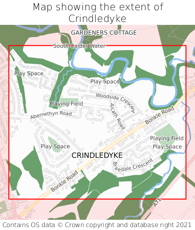 Map showing extent of Crindledyke as bounding box