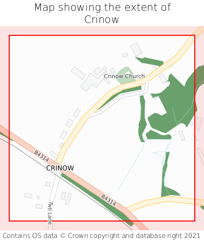 Map showing extent of Crinow as bounding box