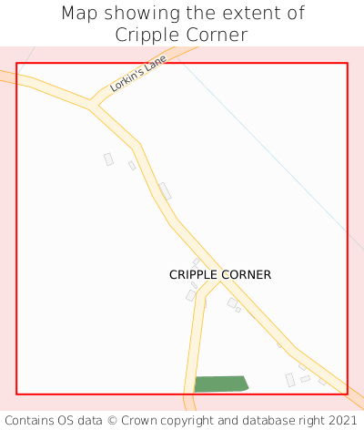 Map showing extent of Cripple Corner as bounding box
