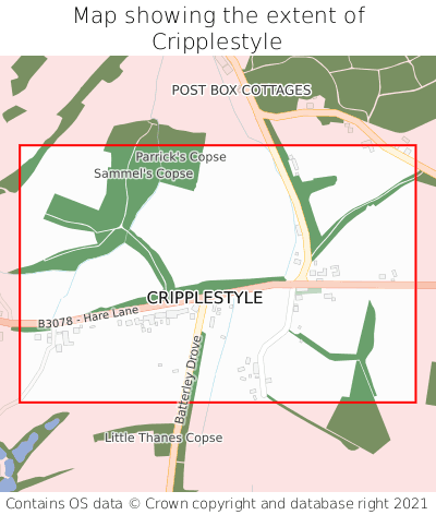 Map showing extent of Cripplestyle as bounding box