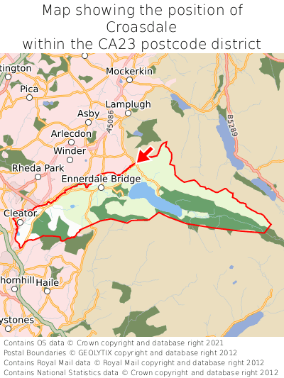 Map showing location of Croasdale within CA23