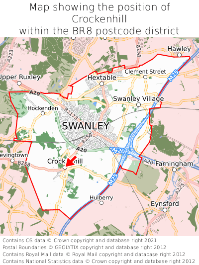 Map showing location of Crockenhill within BR8