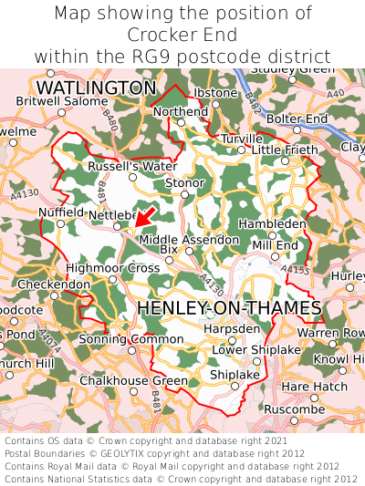 Map showing location of Crocker End within RG9