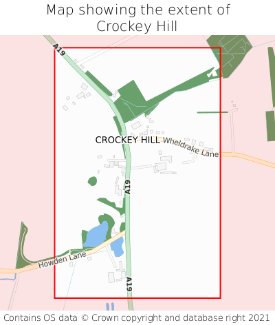 Map showing extent of Crockey Hill as bounding box