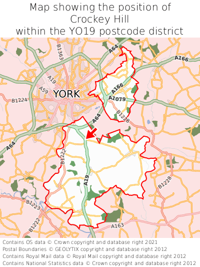 Map showing location of Crockey Hill within YO19