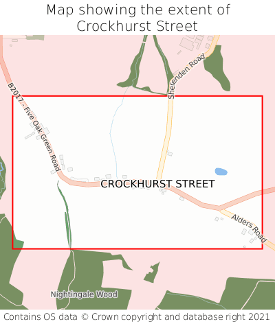 Map showing extent of Crockhurst Street as bounding box
