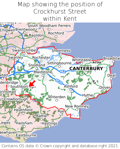 Map showing location of Crockhurst Street within Kent