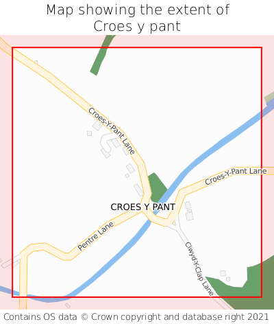 Map showing extent of Croes y pant as bounding box