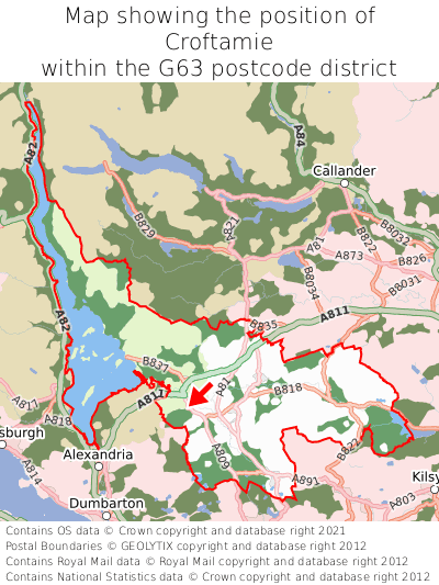 Map showing location of Croftamie within G63