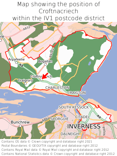 Map showing location of Croftnacriech within IV1
