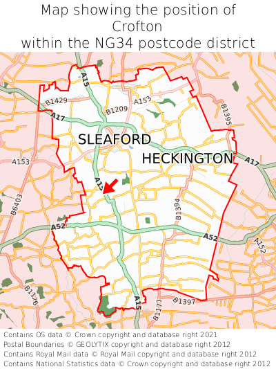 Map showing location of Crofton within NG34