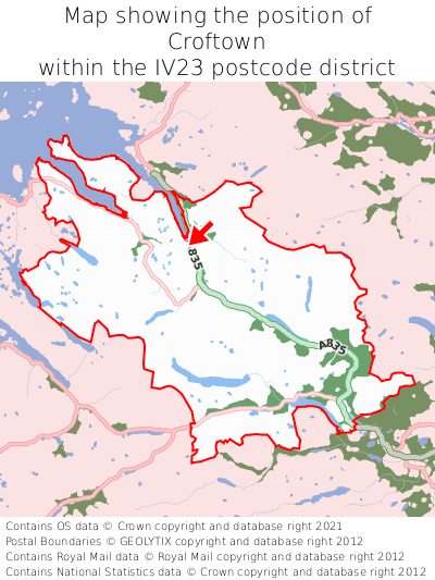 Map showing location of Croftown within IV23