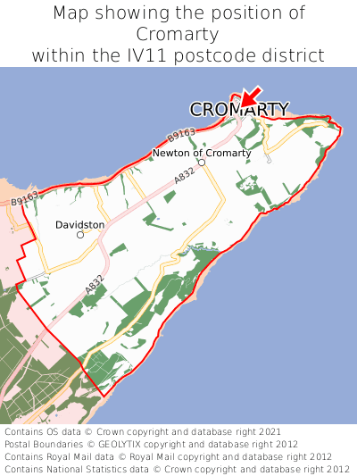 Map showing location of Cromarty within IV11