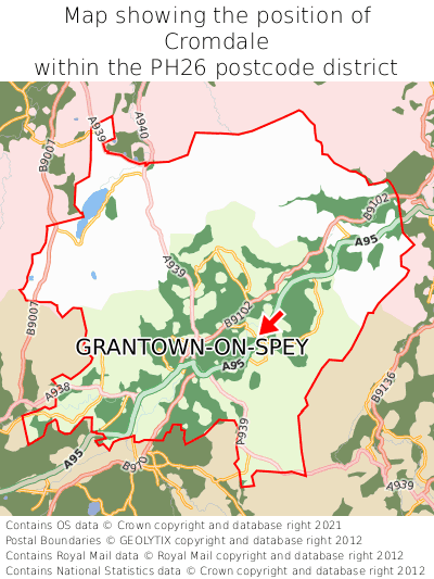 Map showing location of Cromdale within PH26