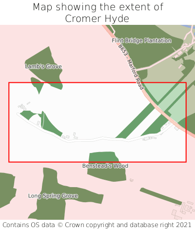 Map showing extent of Cromer Hyde as bounding box