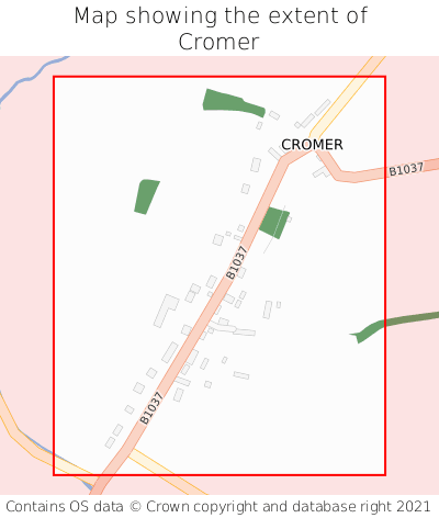 Map showing extent of Cromer as bounding box