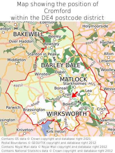Map showing location of Cromford within DE4