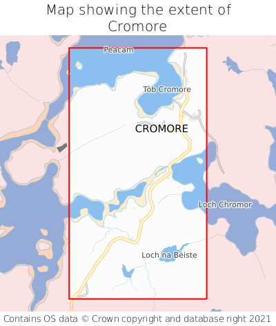 Map showing extent of Cromore as bounding box