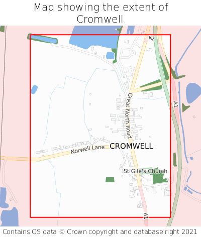 Map showing extent of Cromwell as bounding box