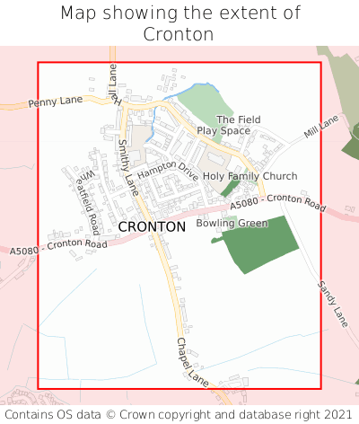 Map showing extent of Cronton as bounding box