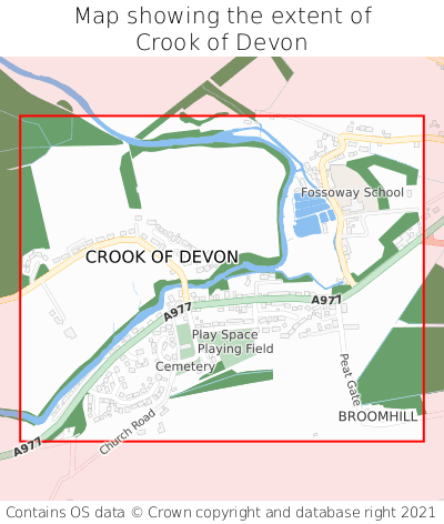 Map showing extent of Crook of Devon as bounding box