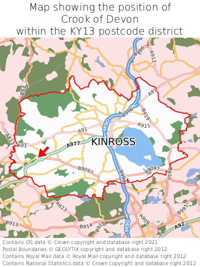 Map showing location of Crook of Devon within KY13