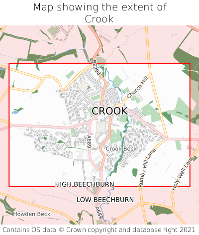 Map showing extent of Crook as bounding box