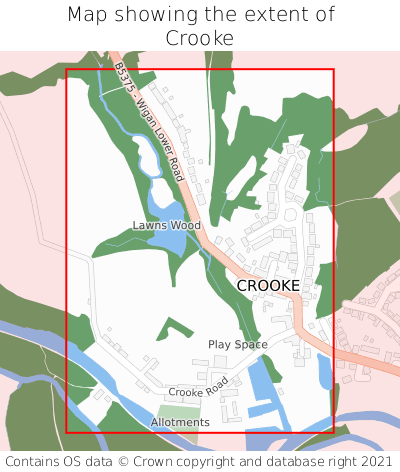 Map showing extent of Crooke as bounding box