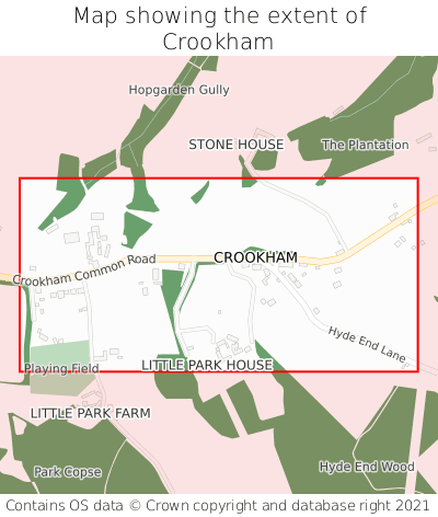 Map showing extent of Crookham as bounding box