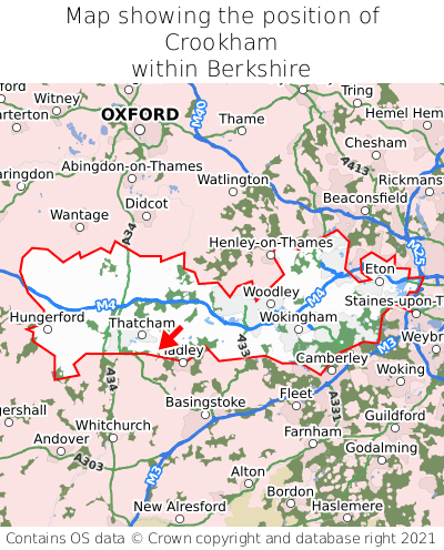 Map showing location of Crookham within Berkshire