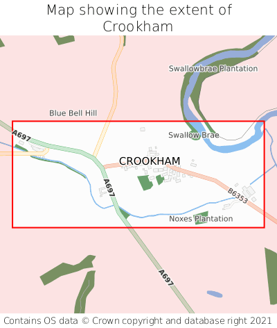 Map showing extent of Crookham as bounding box