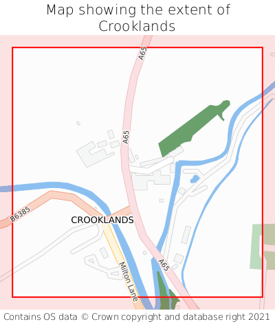 Map showing extent of Crooklands as bounding box