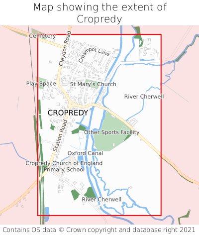Map showing extent of Cropredy as bounding box