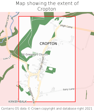 Map showing extent of Cropton as bounding box