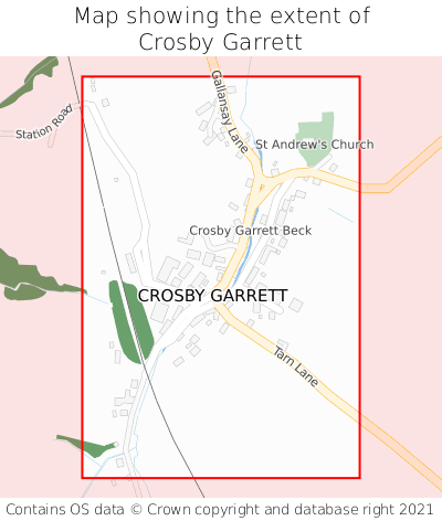 Map showing extent of Crosby Garrett as bounding box