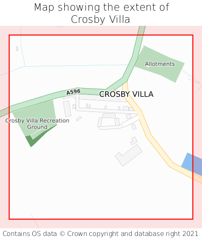 Map showing extent of Crosby Villa as bounding box