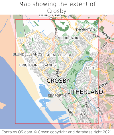 Map showing extent of Crosby as bounding box