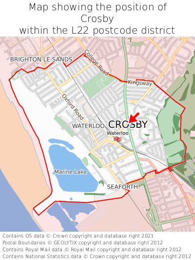 Map showing location of Crosby within L22