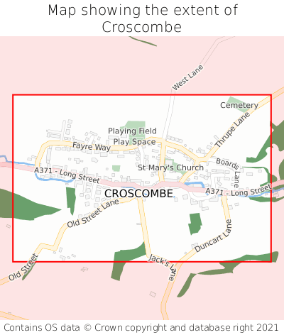 Map showing extent of Croscombe as bounding box