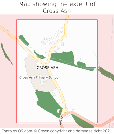 Map showing extent of Cross Ash as bounding box