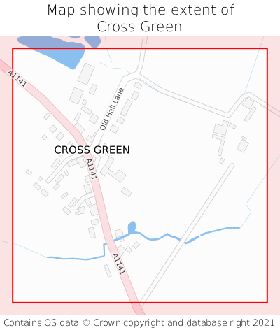 Map showing extent of Cross Green as bounding box